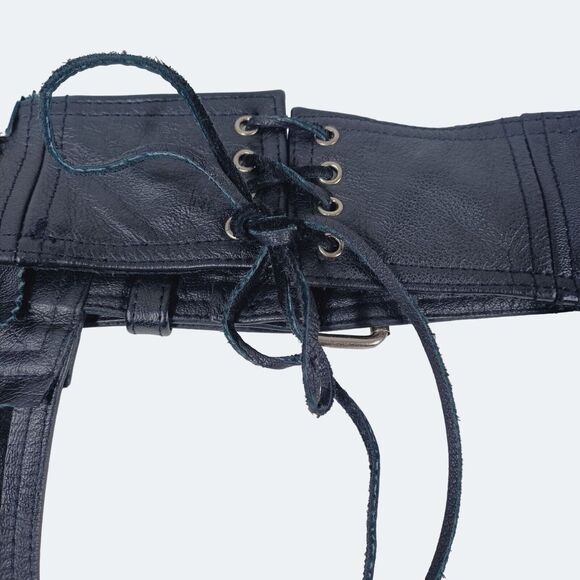 Hudson Biker Braided Leather Chaps Unisex Size Small - Picture 5 of 10